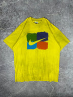 Vintage 90s Nike Swoosh Big Centre Logo Colour Block Graphic T-Shirt (M)