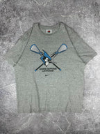 Vintage 00s Nike Team Johns Hopkins University Lacrosse Centre Mini Swoosh College T-Shirt (M)