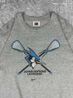 Vintage 00s Nike Team Johns Hopkins University Lacrosse Centre Mini Swoosh College T-Shirt (M)