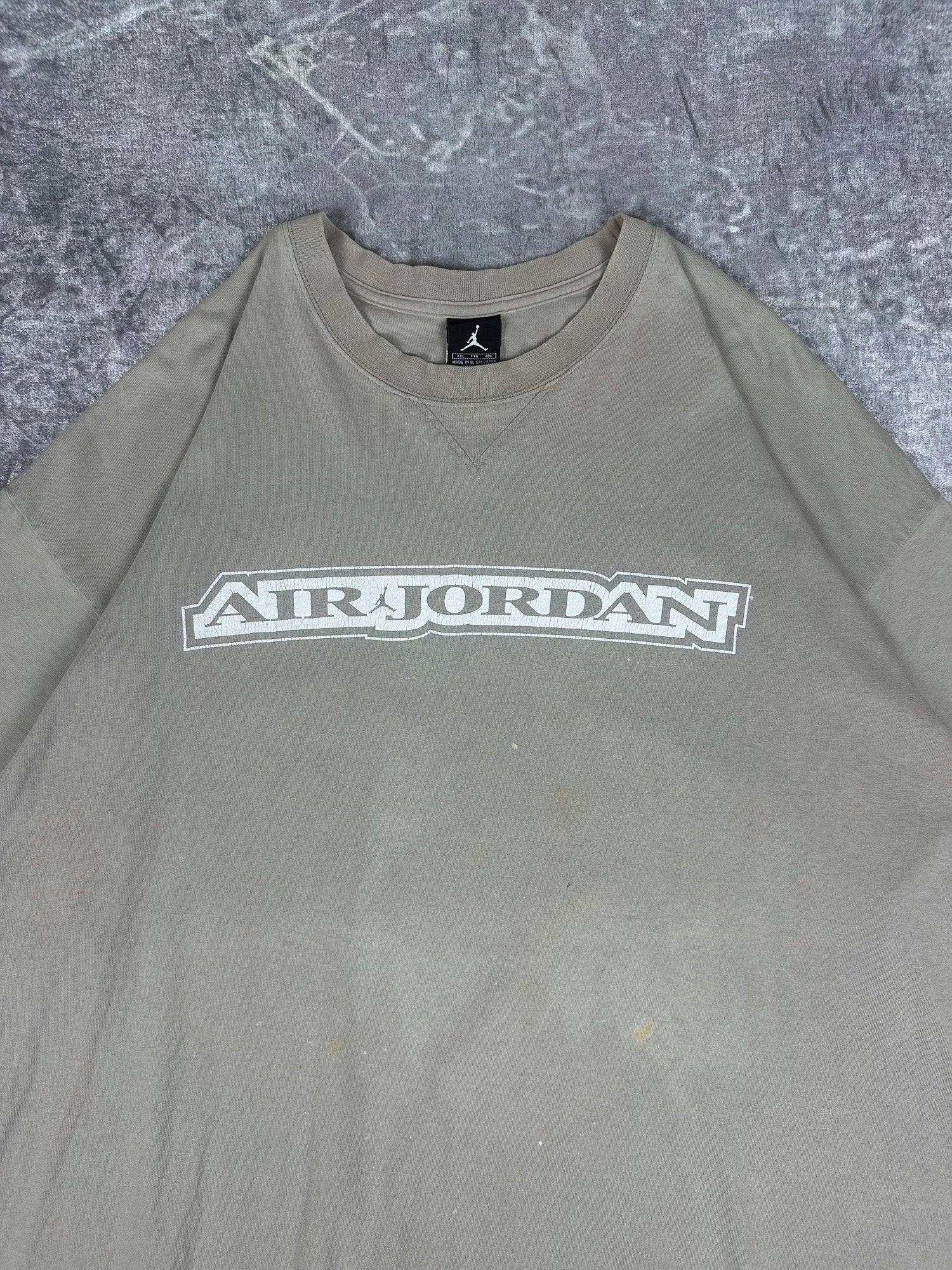 Vintage 00s Nike Jordan Brand Air Jordan Spellout Jumpman Logo Basketball T-Shirt (2XL)
