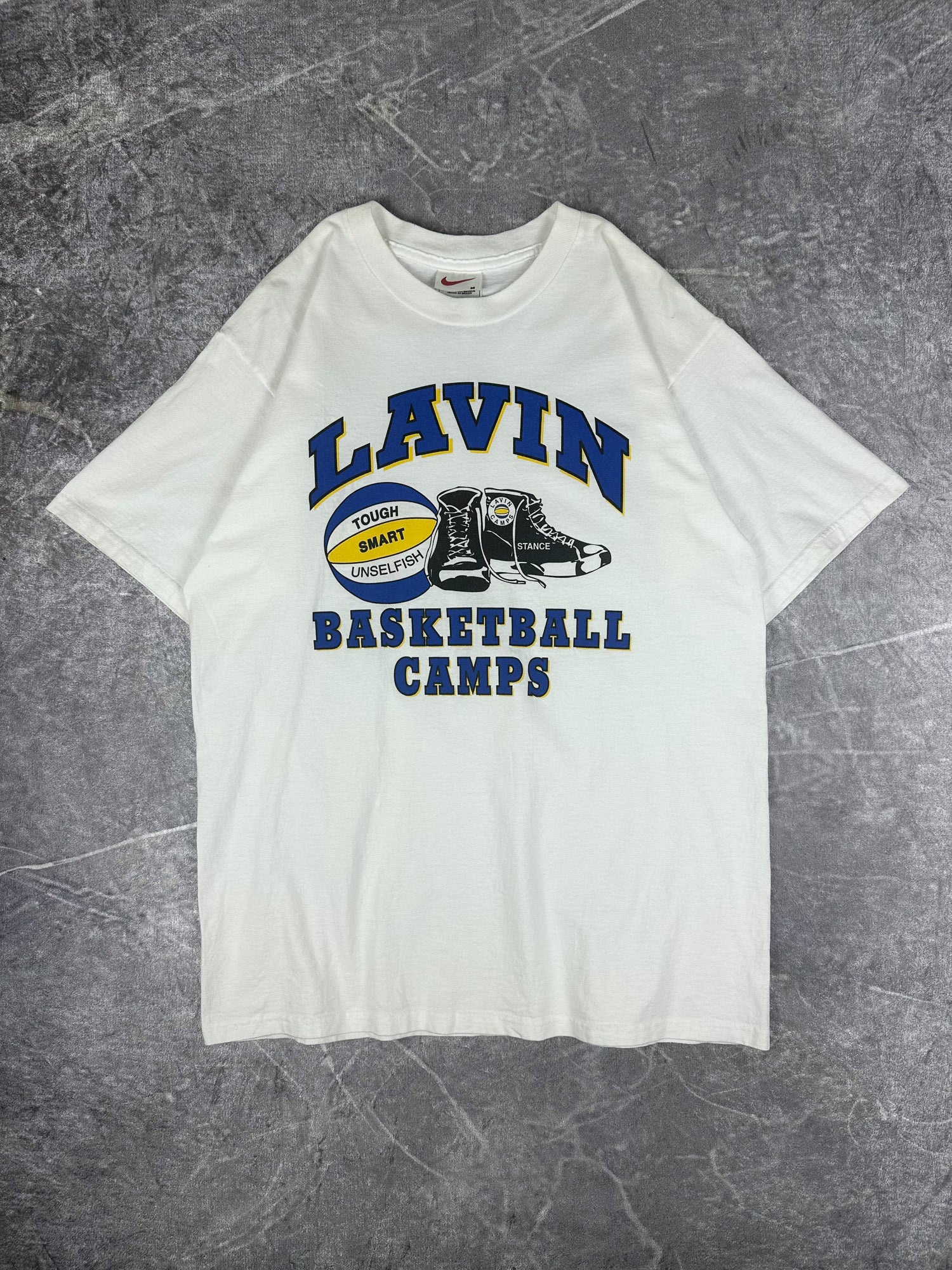 Vintage 90s Nike Steve Lavin Basketball Camps Block Spellout Graphic T-Shirt (M)