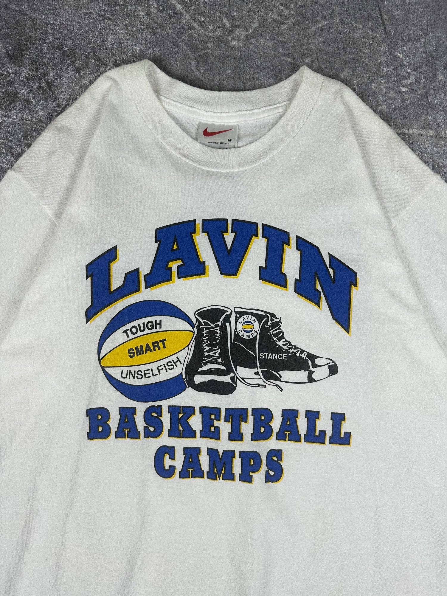 Vintage 90s Nike Steve Lavin Basketball Camps Block Spellout Graphic T-Shirt (M)