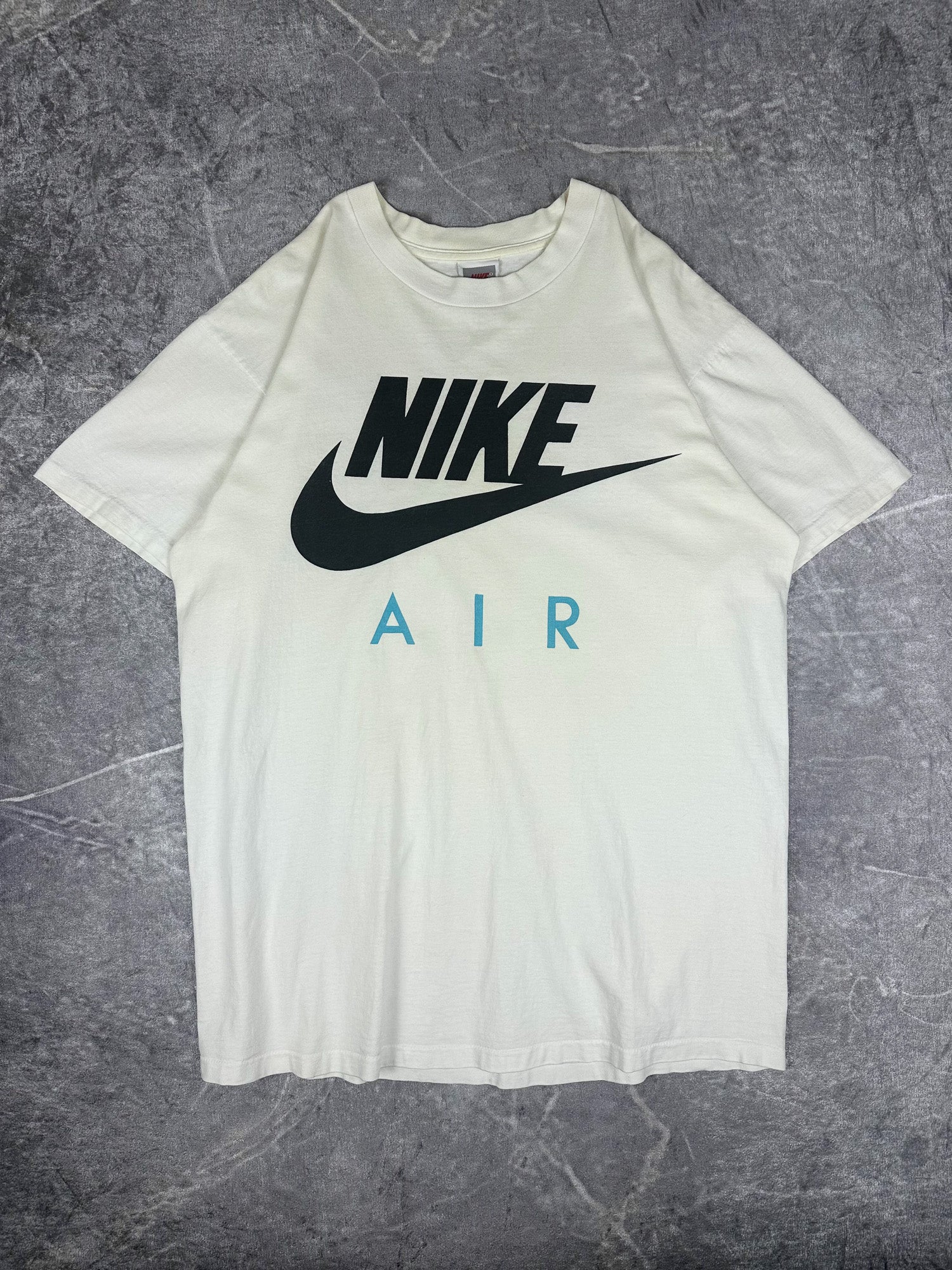 Vintage 90s Nike Air Max 90 OG Laser Blue Big Logo Graphic Swoosh T-Shirt (L)