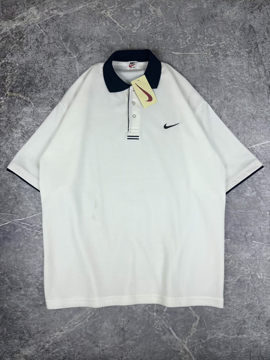 DEADSTOCK BNWT Vintage 90s Nike Airliner Apparel Embroidered Swoosh Polo Shirt (XL)