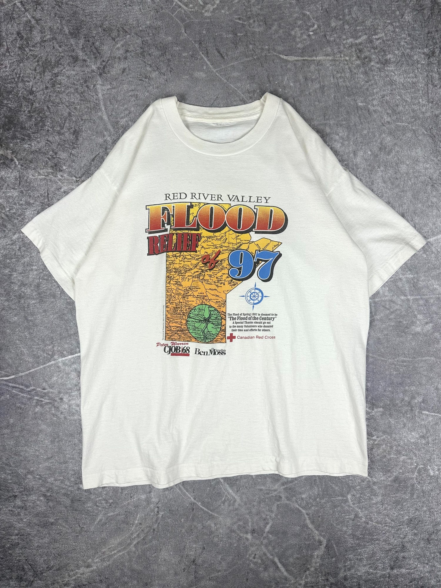 Vintage 90s Red River Valley Flood Relief of 97' The Flood of Spring Creek Colorado 1997 T-Shirt (M)