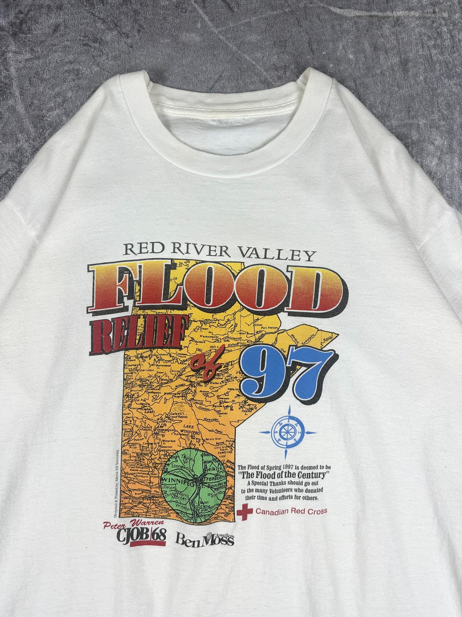 Vintage 90s Red River Valley Flood Relief of 97' The Flood of Spring Creek Colorado 1997 T-Shirt (M)