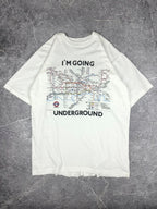 Vintage 90s London Regional Transport I'm Going Underground Tube Map T-Shirt (L)