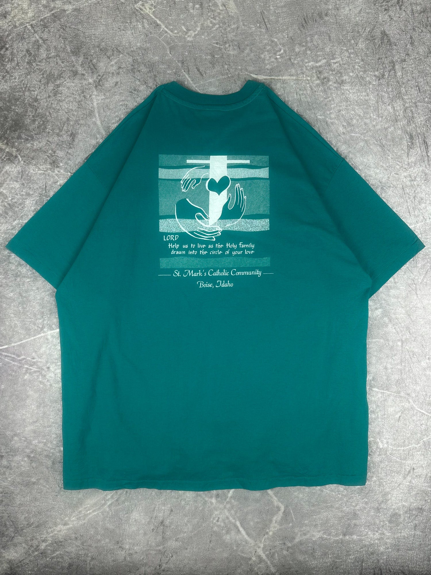 Vintage 90s St. Mark's Catholic Community Boise Idaho Called To Serve T-Shirt (2XL)
