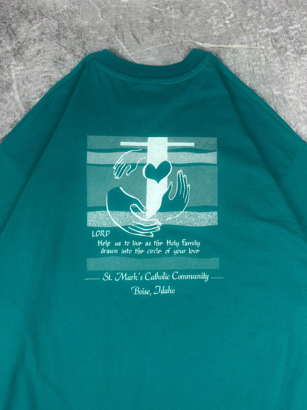 Vintage 90s St. Mark's Catholic Community Boise Idaho Called To Serve T-Shirt (2XL)
