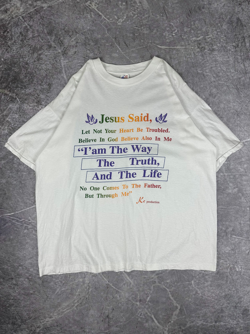 Vintage 90s KC Production John 14:1-6 "I'am The Way, The Truth, And The Life" T-Shirt (XL)