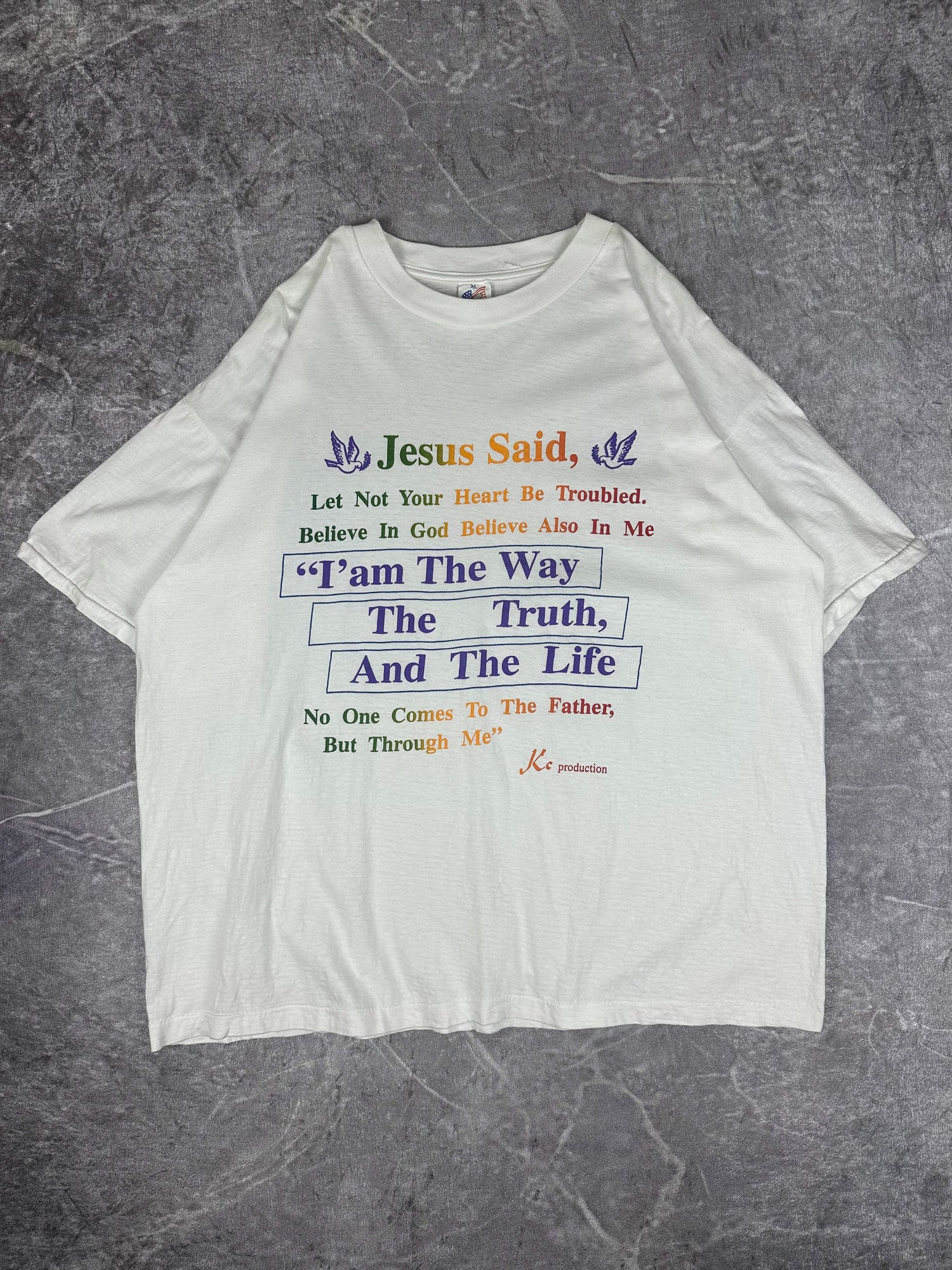 Vintage 90s KC Production John 14:1-6 "I'am The Way, The Truth, And The Life" T-Shirt (XL)