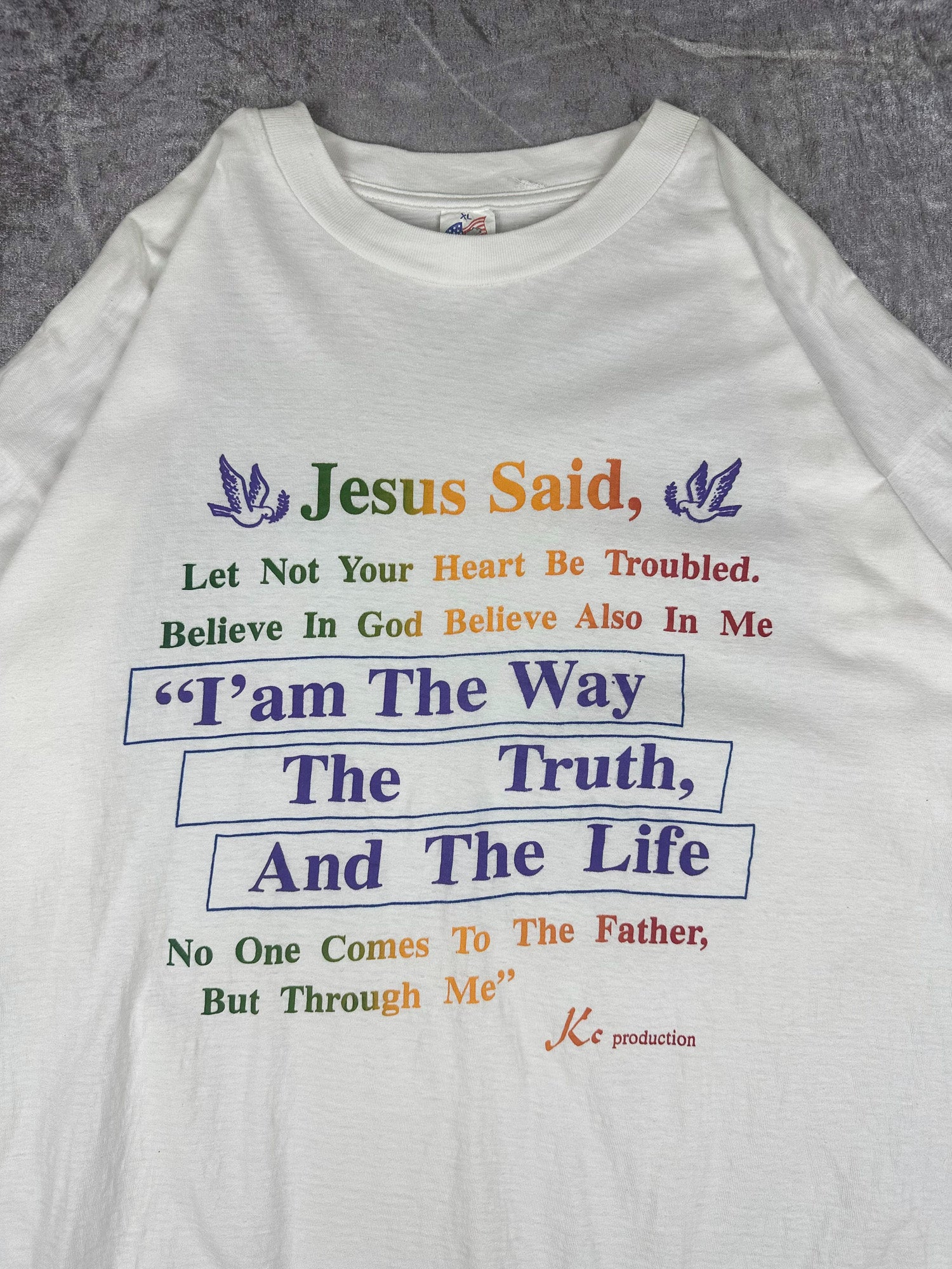 Vintage 90s KC Production John 14:1-6 "I'am The Way, The Truth, And The Life" T-Shirt (XL)