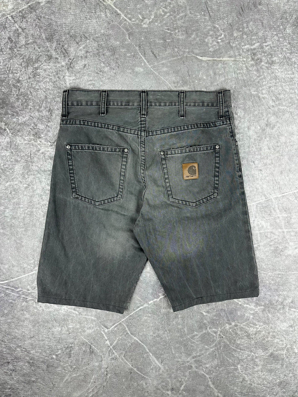 Preloved Carhartt Slim Pant Denim Upcycled Reworked Workwear Shorts (32)