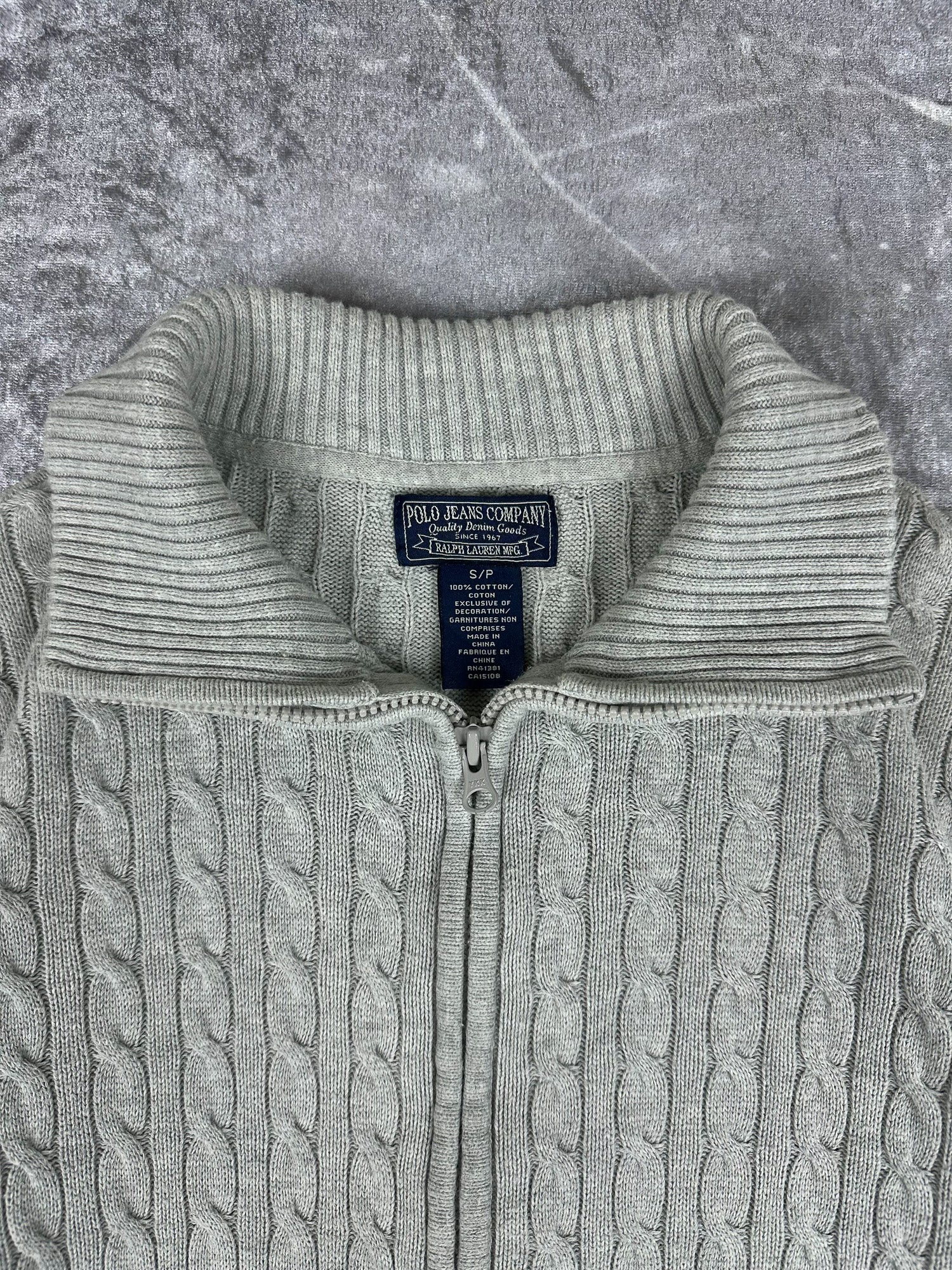 Vintage 90s Ralph Lauren Polo Jeans Company Cable Knit Quarter Zip Sweater (S)