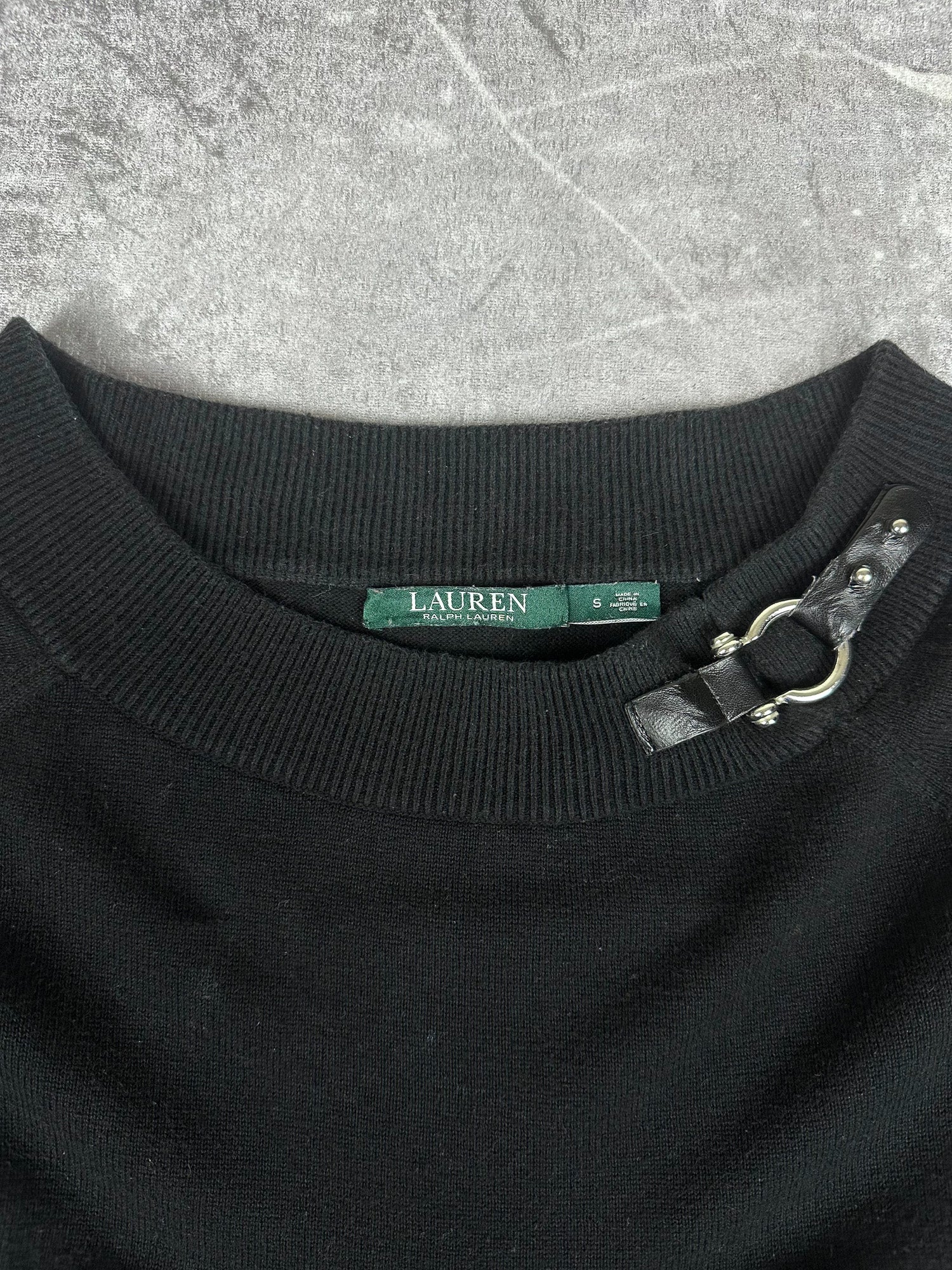 Vintage 00s Lauren Ralph Lauren Buckle Boat Neck Knit Sweater (S)