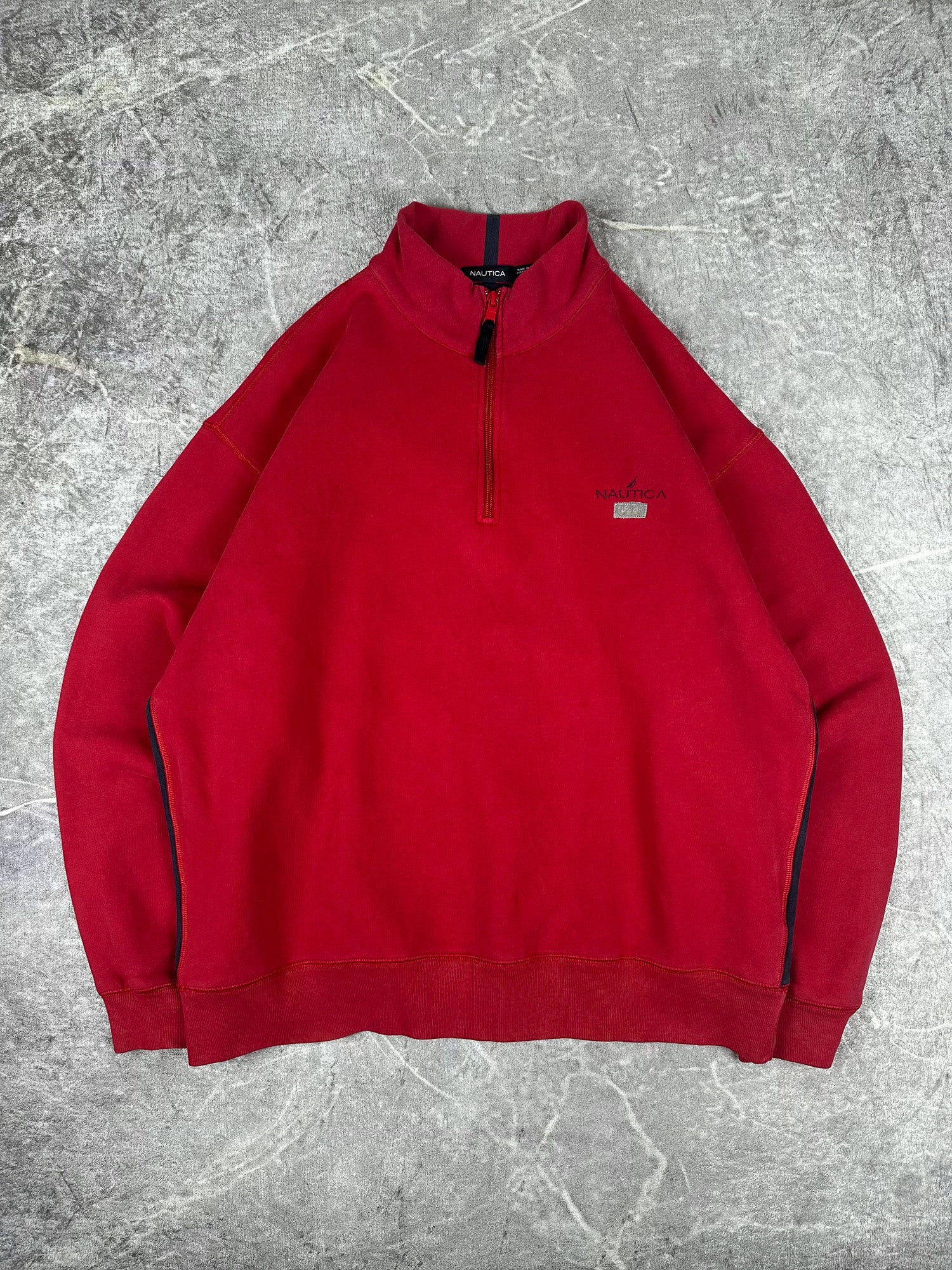 Vintage 00s Nautica Spellout Sail 3M Reflective NS-83 Quarter Zip Sweatshirt (XL)