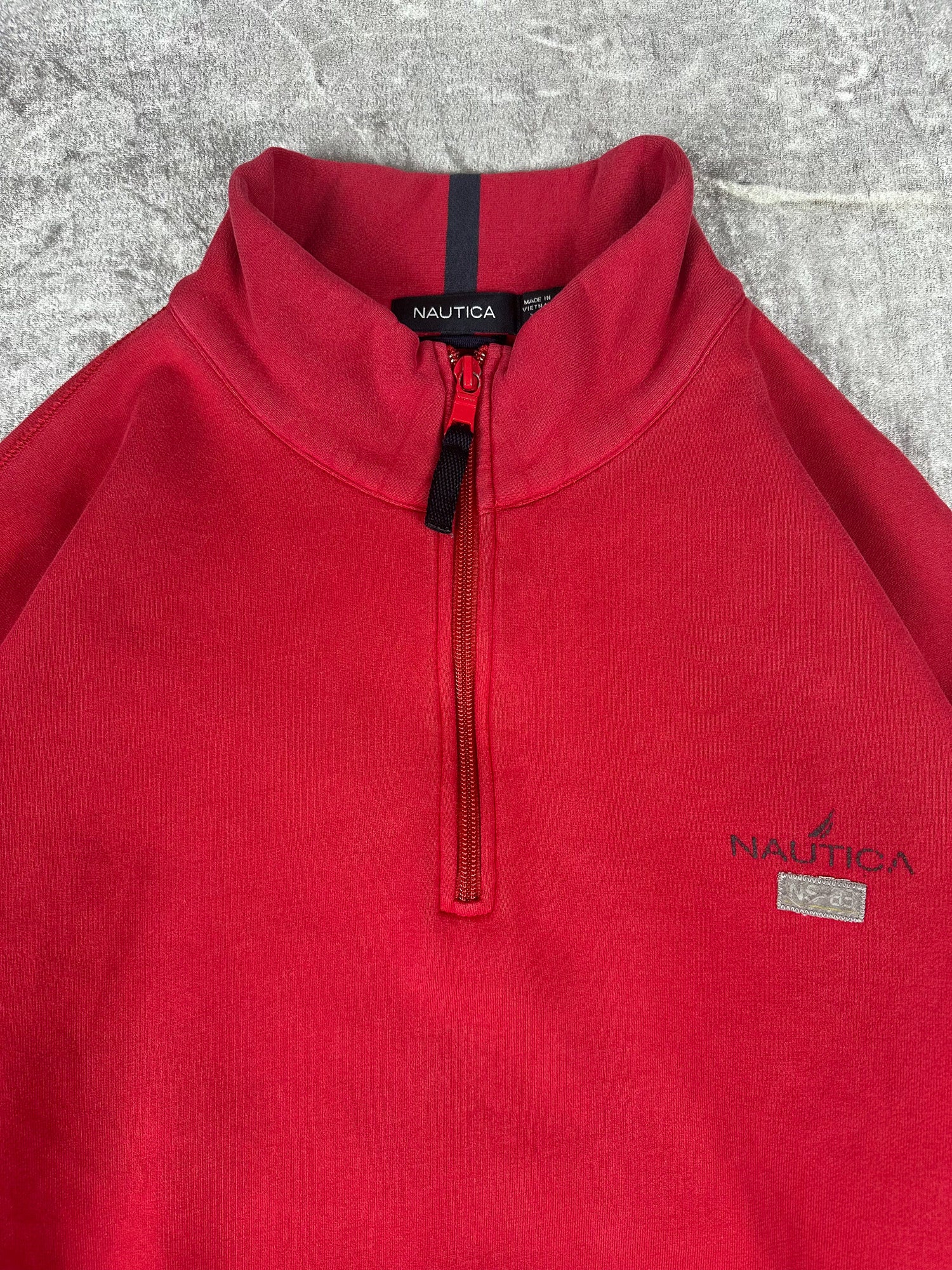 Vintage 00s Nautica Spellout Sail 3M Reflective NS-83 Quarter Zip Sweatshirt (XL)