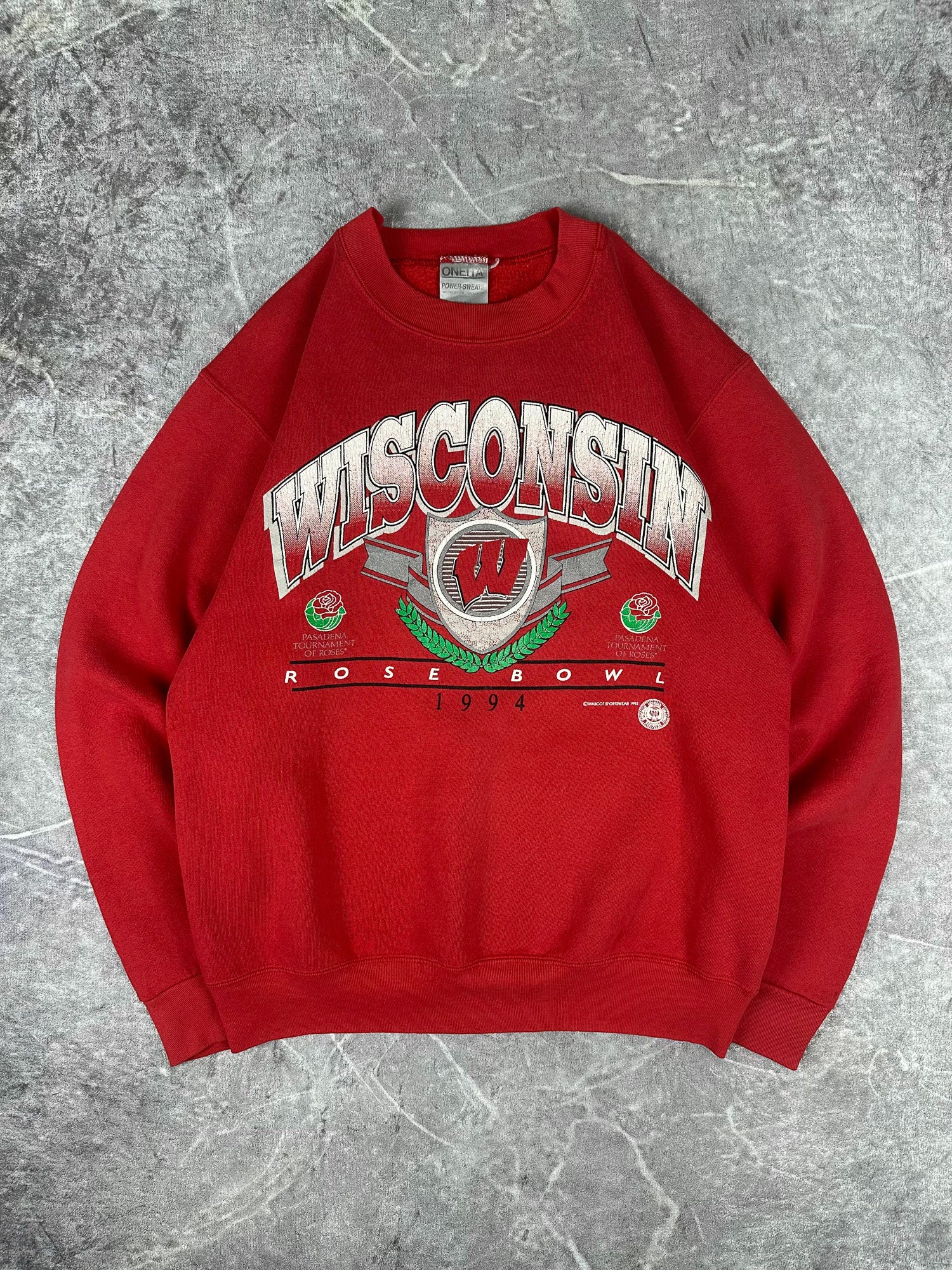 Vintage 90s 1994 Wisconsin Badgers NCAA Rosebowl Graphic Sweatshirt (L)