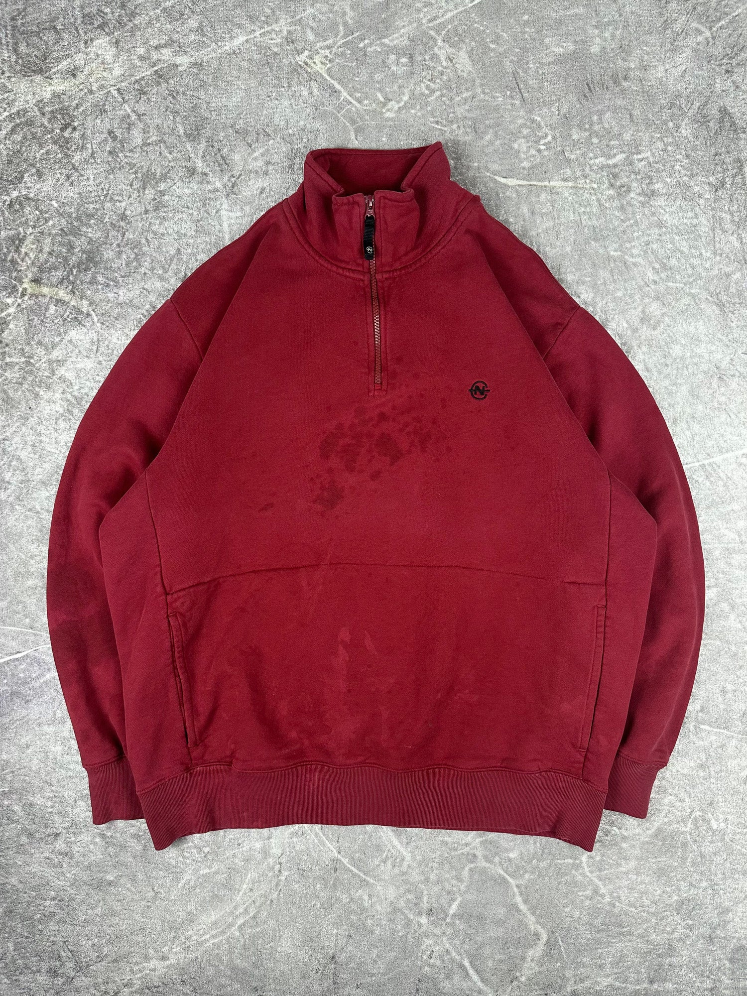 Vintage 90s Nautica Competition Embroidered Small Logo Quarter Zip Sweatshirt (XL)