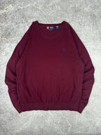 Vintage 90s Chaps Ralph Lauren Small Embroidered Crest V-Neck Knit Sweater (XL)