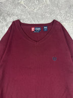 Vintage 90s Chaps Ralph Lauren Small Embroidered Crest V-Neck Knit Sweater (XL)