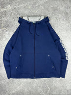 Vintage 90s Adidas Sleeve Spell Out Embroidered Logo Zip Up Heavyweight Hooded Sweatshirt (L)
