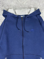 Vintage 90s Adidas Sleeve Spell Out Embroidered Logo Zip Up Heavyweight Hooded Sweatshirt (L)