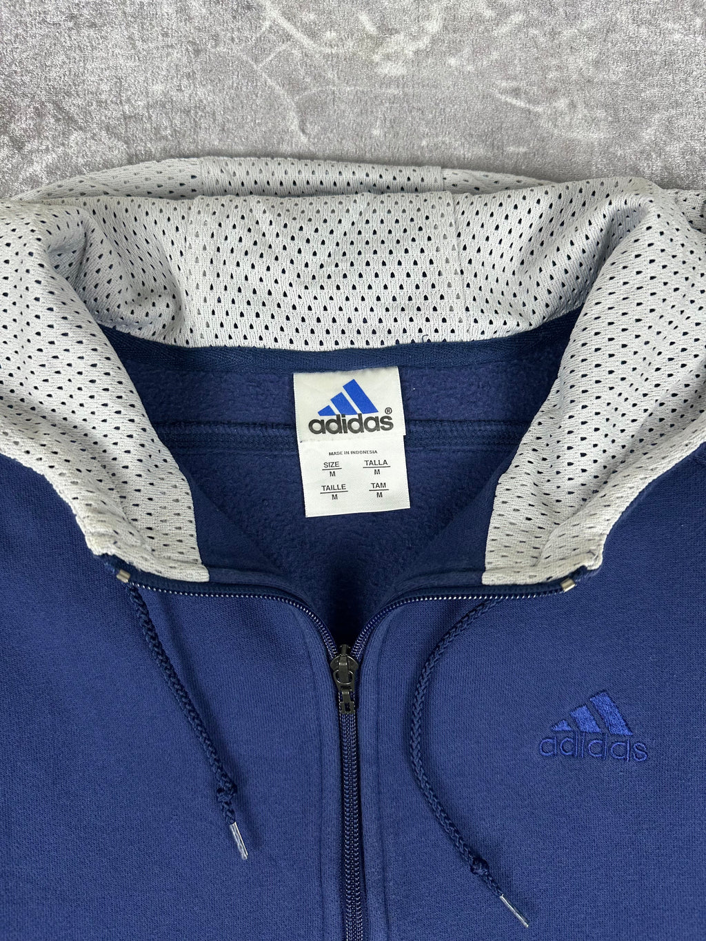 Vintage 90s Adidas Sleeve Spell Out Embroidered Logo Zip Up Heavyweight Hooded Sweatshirt (L)