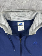 Vintage 90s Adidas Sleeve Spell Out Embroidered Logo Zip Up Heavyweight Hooded Sweatshirt (L)