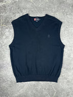 Vintage 90s Chaps Ralph Lauren Embroidered Crest Hand Framed V-Neck Knit Sweater Vest (XL)
