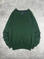 Vintage 00s Chaps Ralph Lauren Small Embroidered Crest V-Neck Knit Sweater (L)
