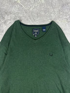 Vintage 00s Chaps Ralph Lauren Small Embroidered Crest V-Neck Knit Sweater (L)