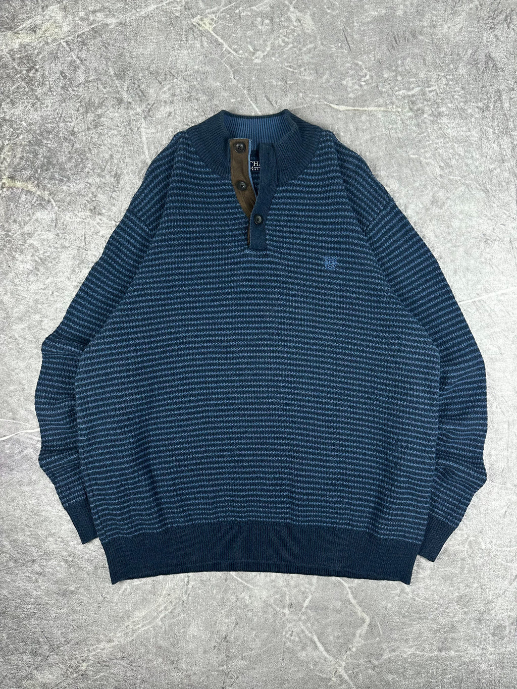 Vintage 00s Chaps Ralph Lauren Small Embroidered Crest Quarter Button Sweater (XL)