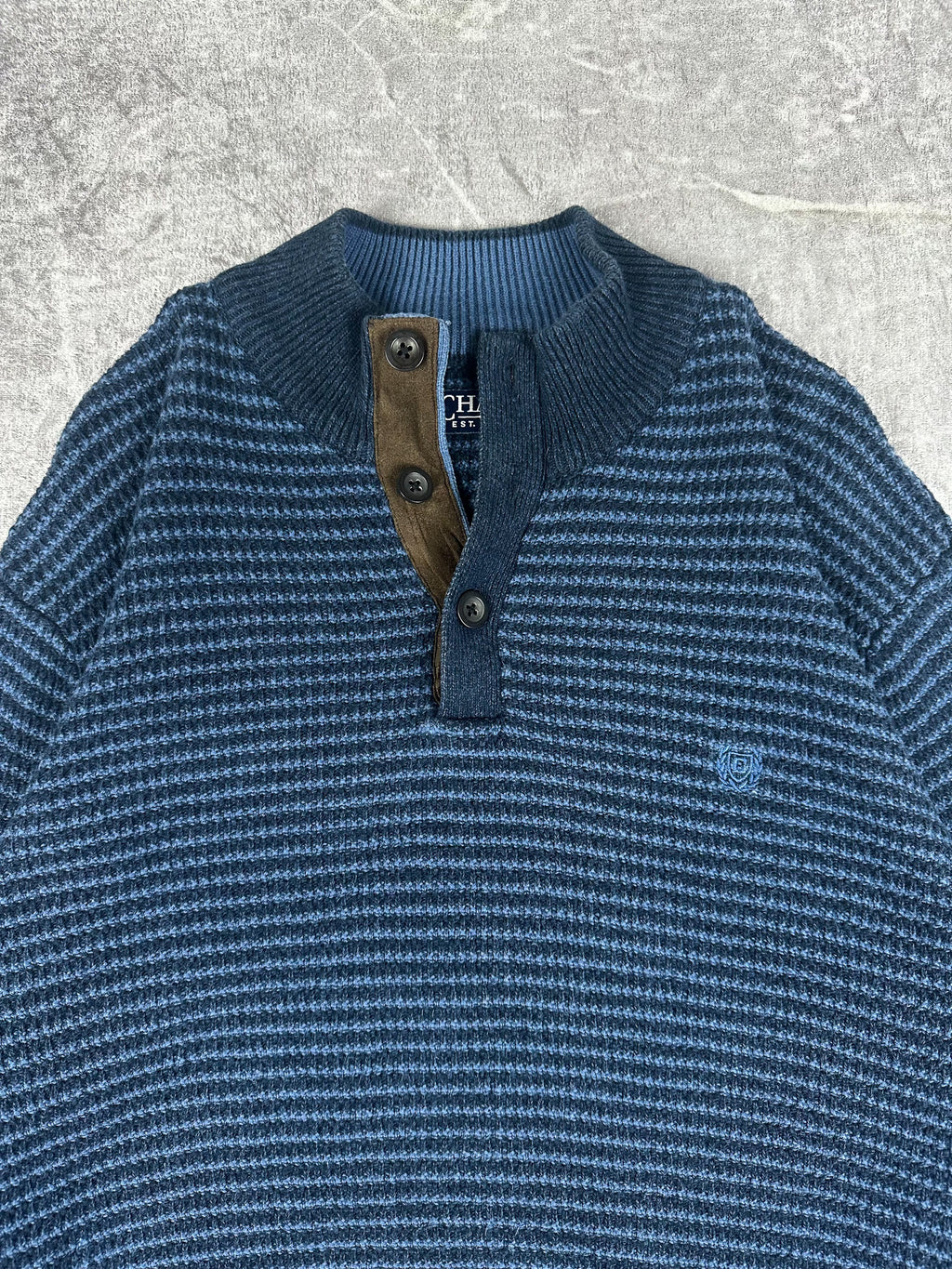 Vintage 00s Chaps Ralph Lauren Small Embroidered Crest Quarter Button Sweater (XL)