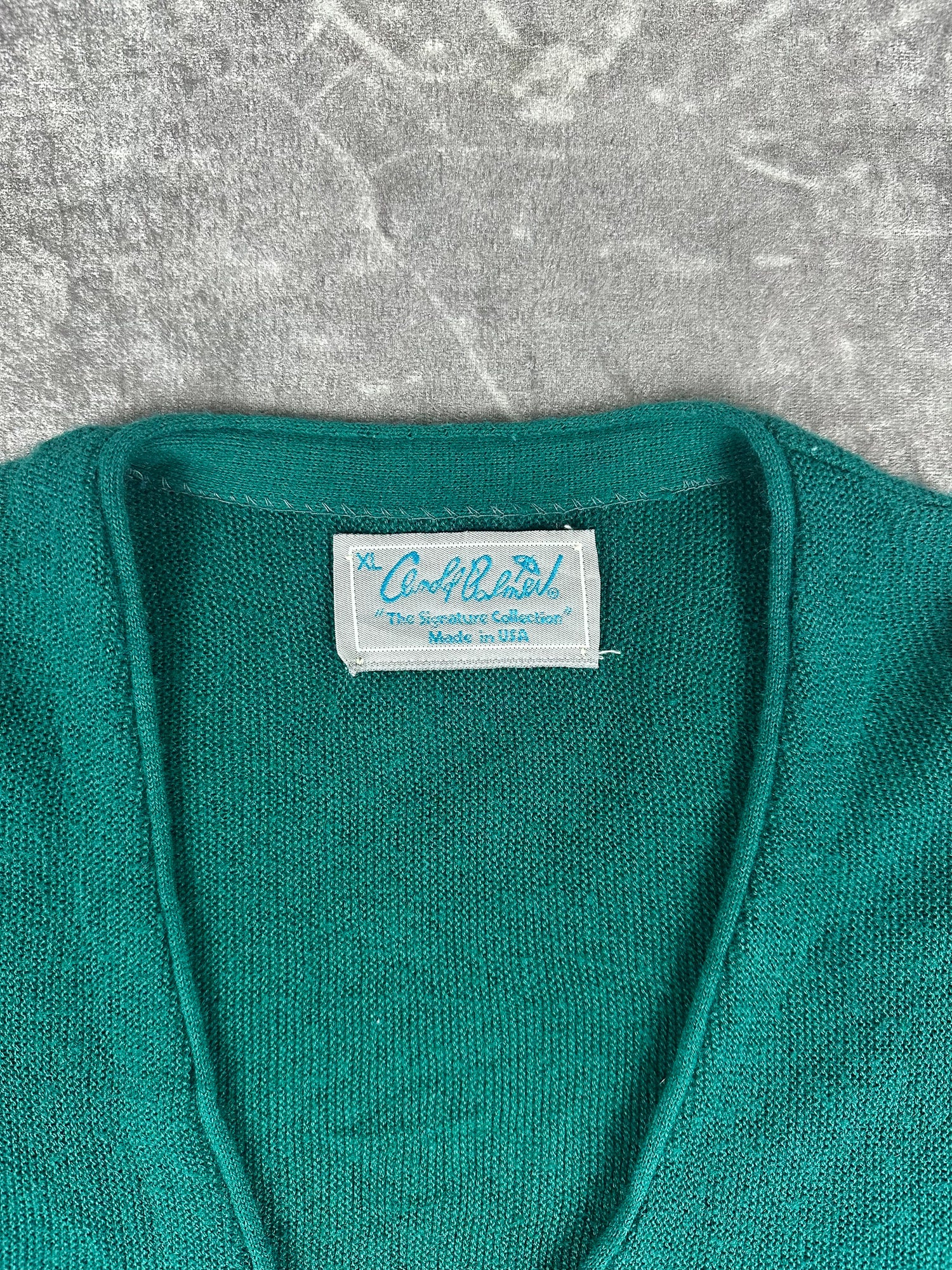 Vintage 70s Arnold Palmer The Signature Collection U.S.A. Union Made Knit Cardigan Sweater (XL)