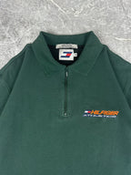Vintage 90s Tommy Hilfiger Athletics Embroidered Logo Spellout Quarter Zip Polo Shirt (M)