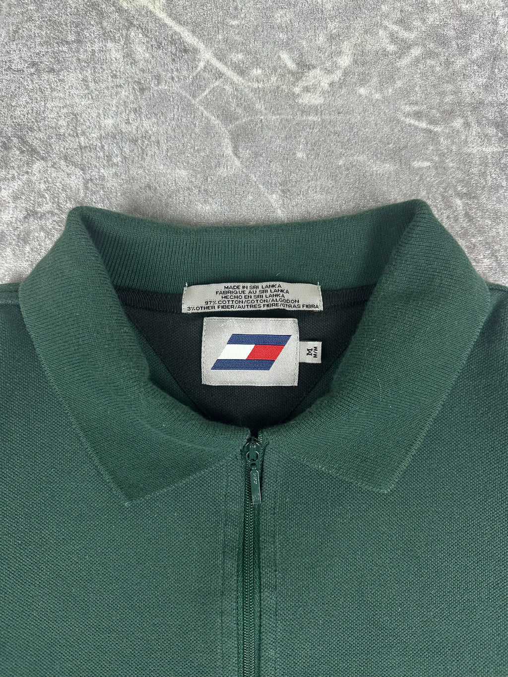 Vintage 90s Tommy Hilfiger Athletics Embroidered Logo Spellout Quarter Zip Polo Shirt (M)