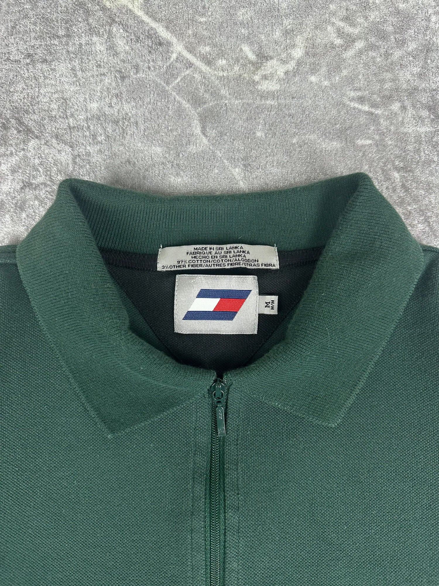 Vintage 90s Tommy Hilfiger Athletics Embroidered Logo Spellout Quarter Zip Polo Shirt (M)