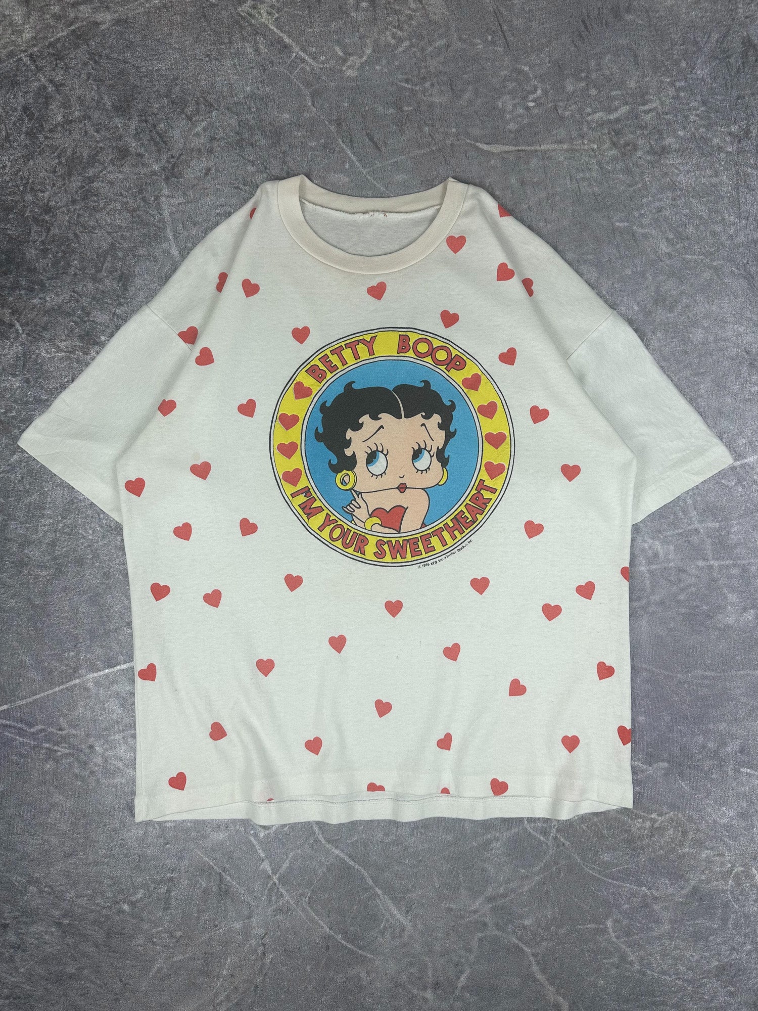 Vintage 1986 Fleischer Studios Betty Boop "I'm Your Sweetheart" Hearts Front AOP (M)