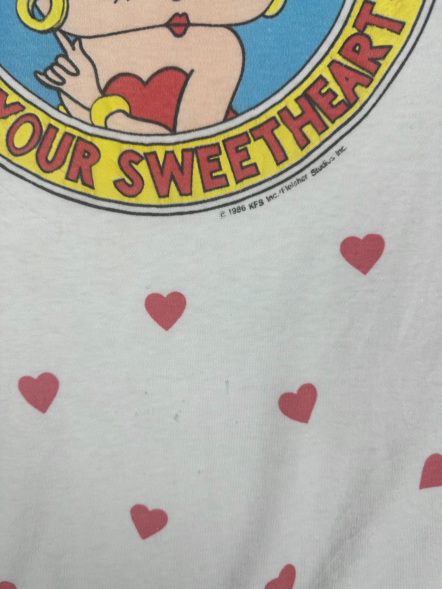 Vintage 1986 Fleischer Studios Betty Boop "I'm Your Sweetheart" Hearts Front AOP (M)