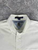 Vintage 90s 1999 Tommy Hilfiger Embroidered Crest Long Sleeve Button Up Shirt (L)