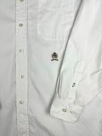 Vintage 90s 1999 Tommy Hilfiger Embroidered Crest Long Sleeve Button Up Shirt (L)