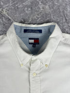 Vintage 00s 2000 Tommy Hilfiger Embroidered Crest Long Sleeve Button Up Shirt (2XL)