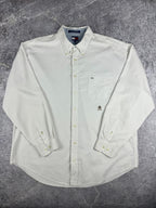 Vintage 00s 2000 Tommy Hilfiger Embroidered Crest Long Sleeve Button Up Shirt (2XL)
