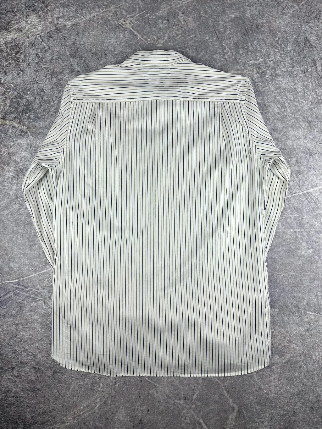 Preloved 2010s 2011 Tommy Hilfiger Small Flag Vertical Pin Stripe Long Sleeve Button Up Shirt (M)