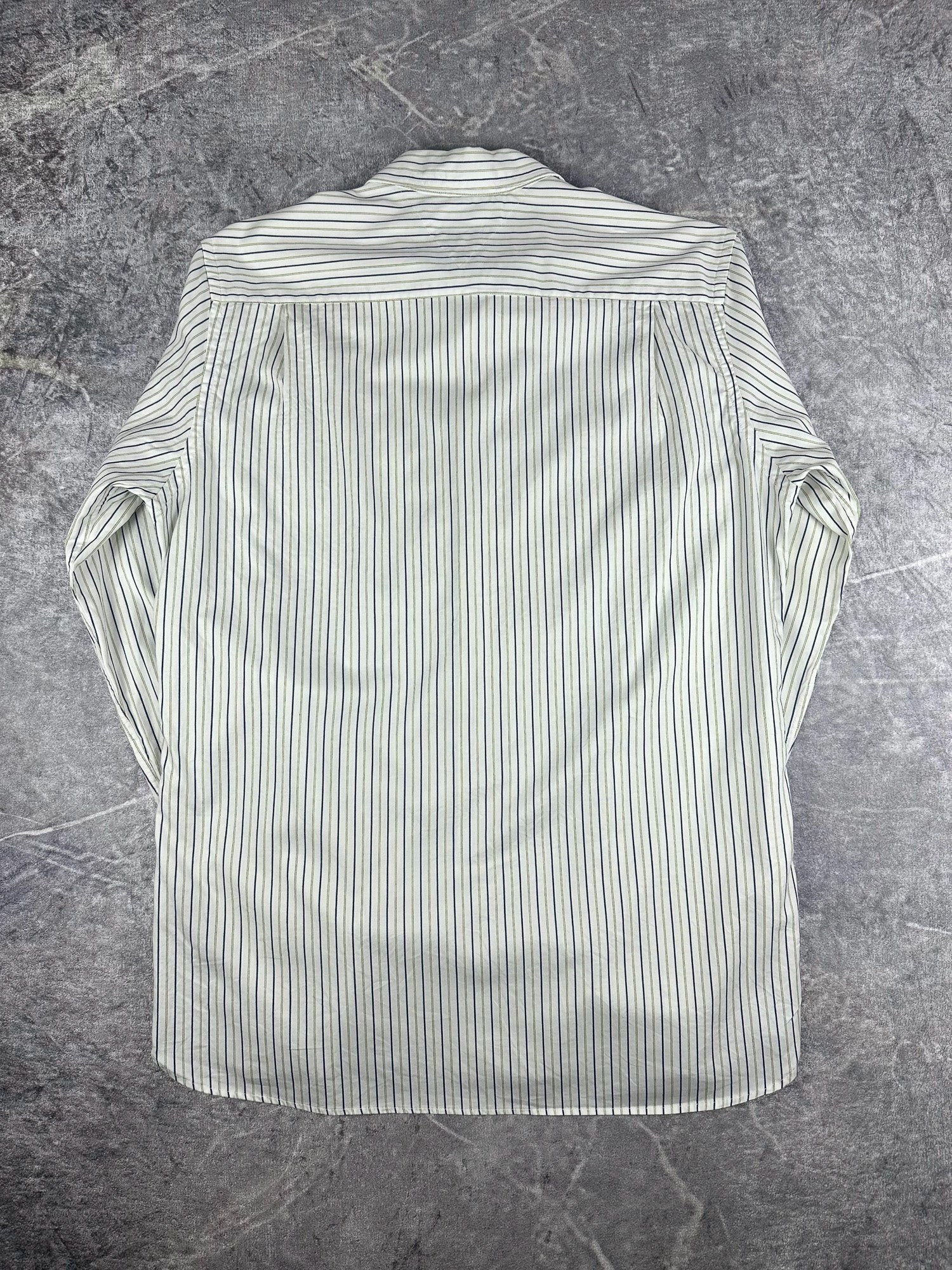 Preloved 2010s 2011 Tommy Hilfiger Small Flag Vertical Pin Stripe Long Sleeve Button Up Shirt (M)