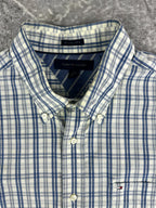 Preloved 00s 2009 Tommy Hilfiger Embroidered Flag Plaid Long Sleeve Button Up Shirt (L)