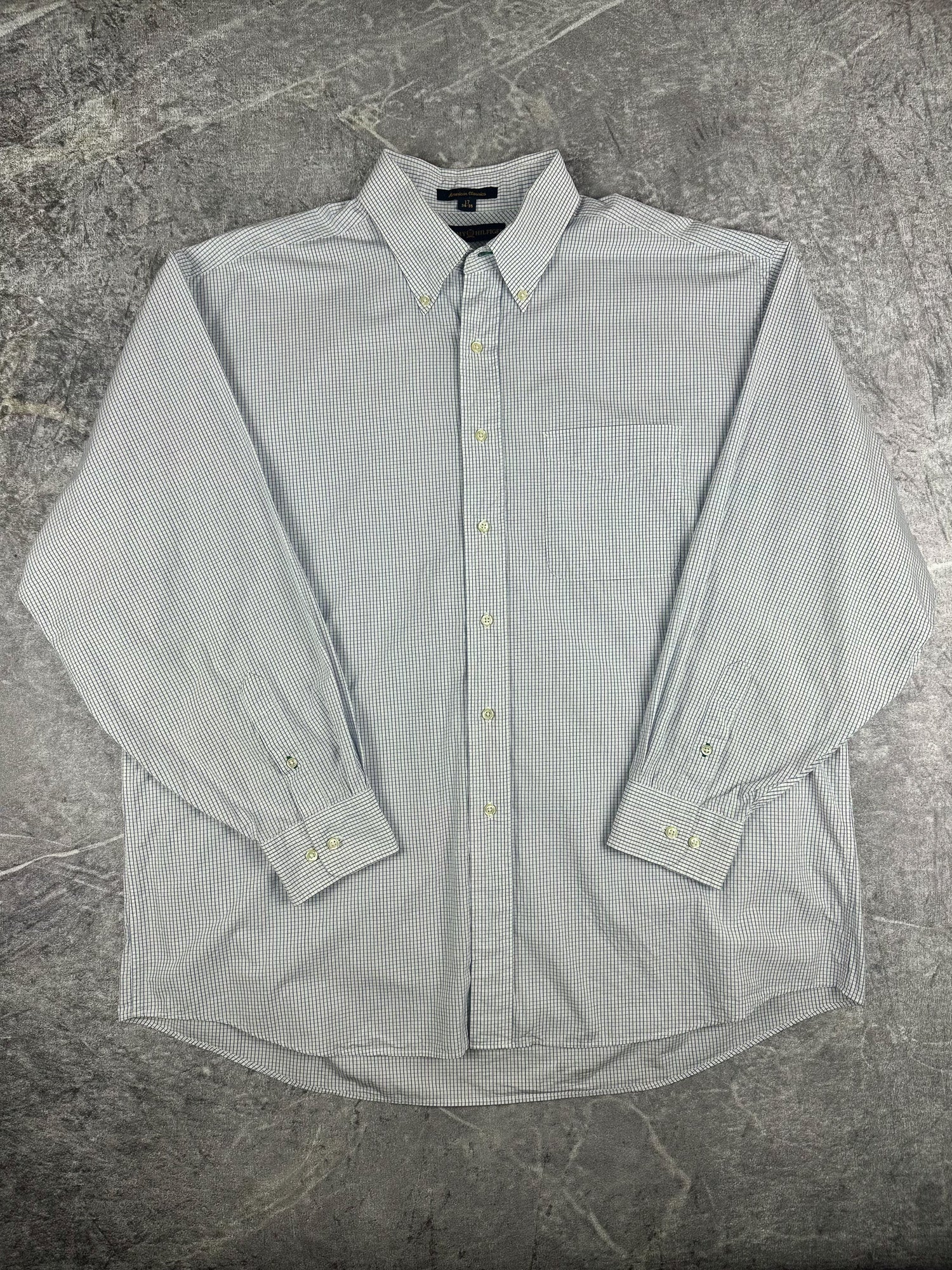 Vintage 00s 2001 Tommy Hilfiger Check Pinstripe Long Sleeve Button Up Shirt (XL)