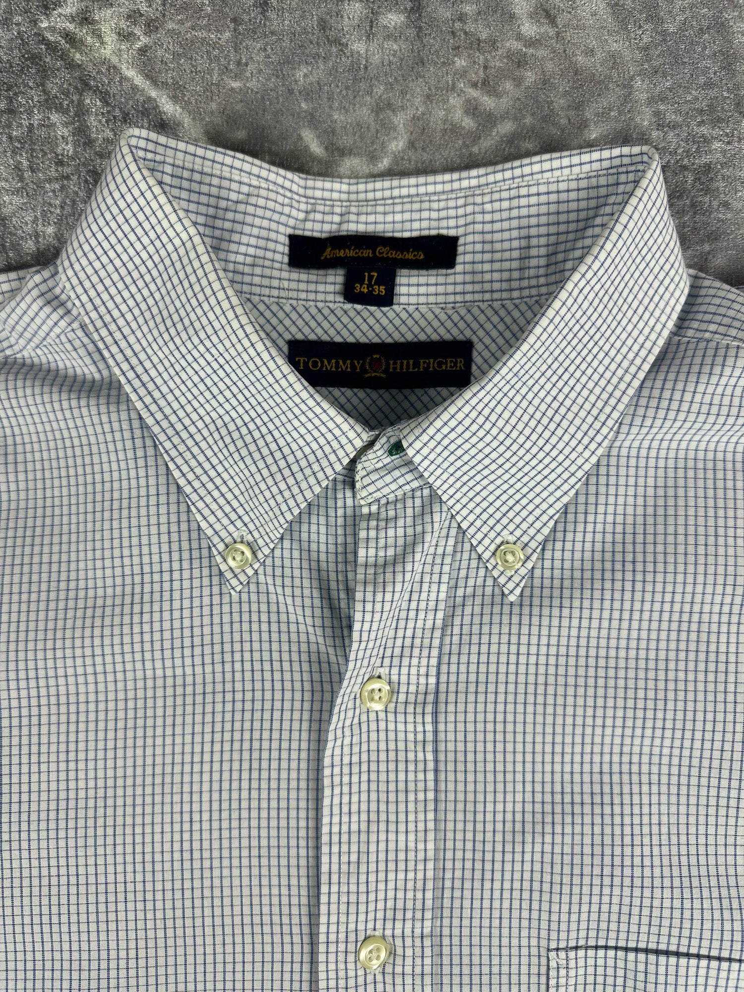 Vintage 00s 2001 Tommy Hilfiger Check Pinstripe Long Sleeve Button Up Shirt (XL)