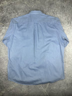 Vintage 00s 2001 Tommy Hilfiger Embroidered Flag Check Pinstripe Long Sleeve Button Up Shirt (XL)